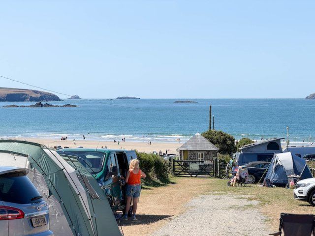 Tents beside the path to the beach