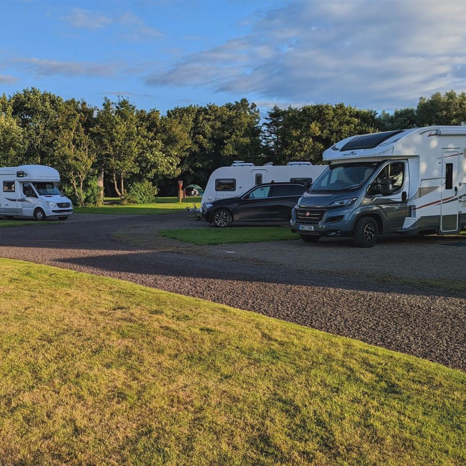 Motorhomes on gravel hardstanding