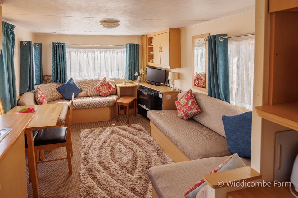 Caravan lounge with a desk