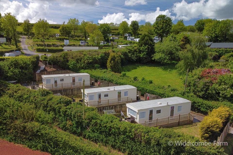 Aerial view of the caravans on the slope