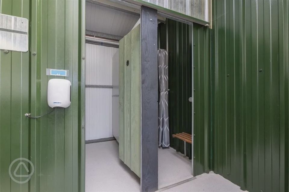 Inside the shower block