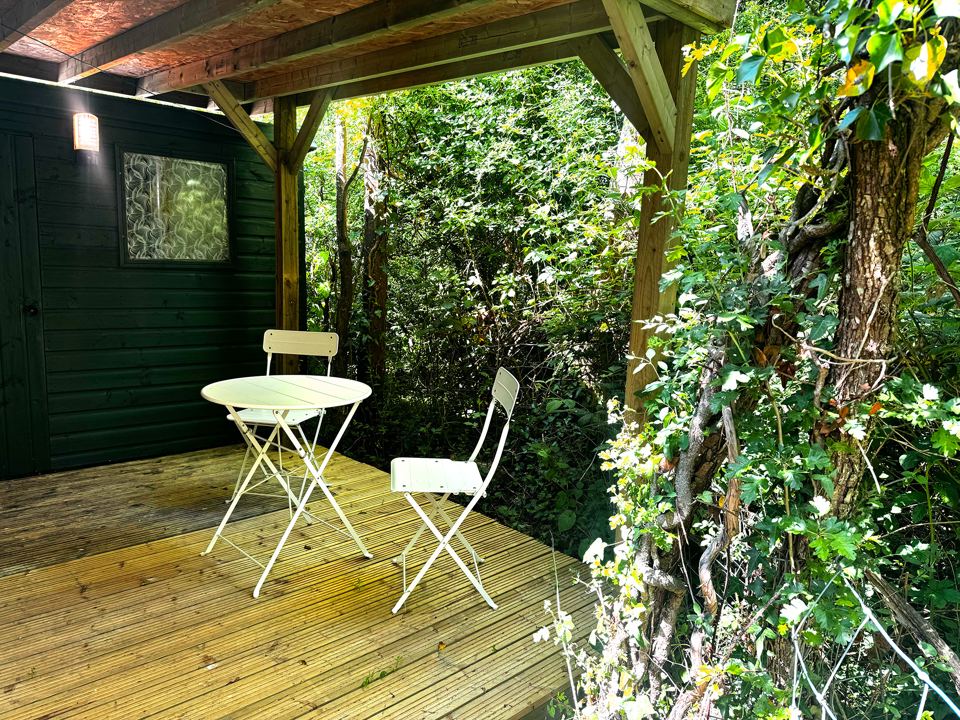 Covered deck with bistro set