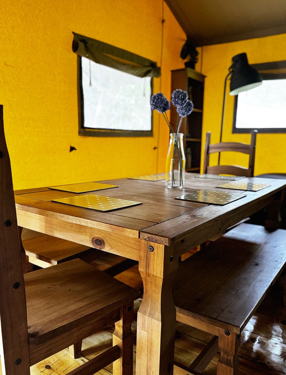 Dining table in the tent