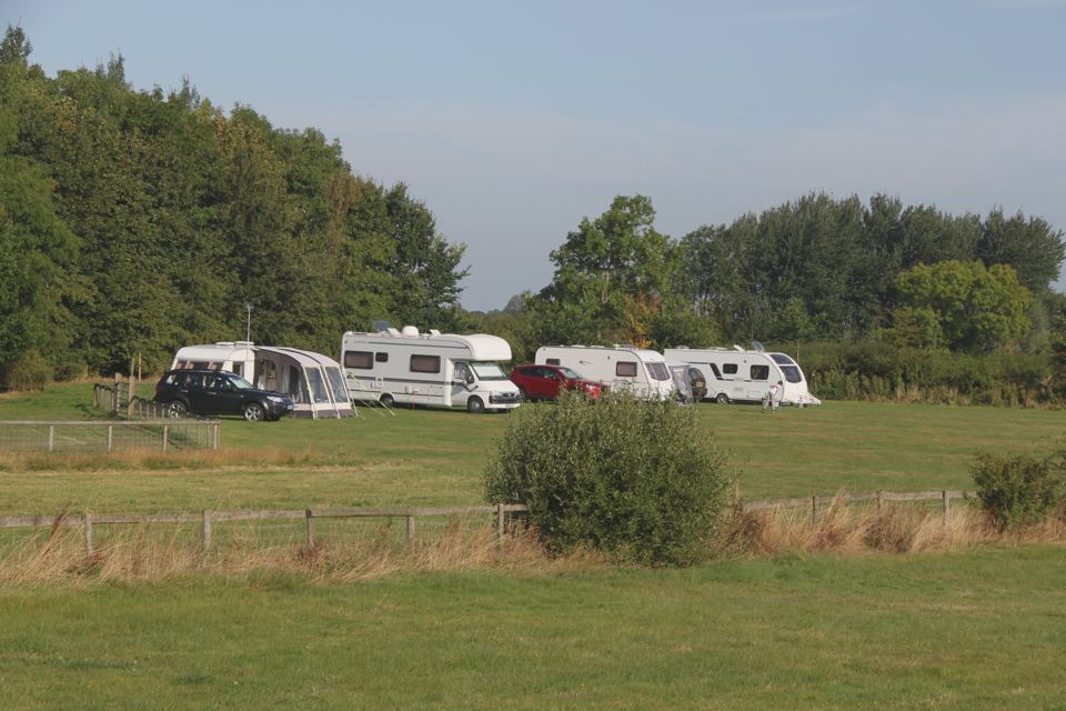 Caravans and motorhomes on the field
