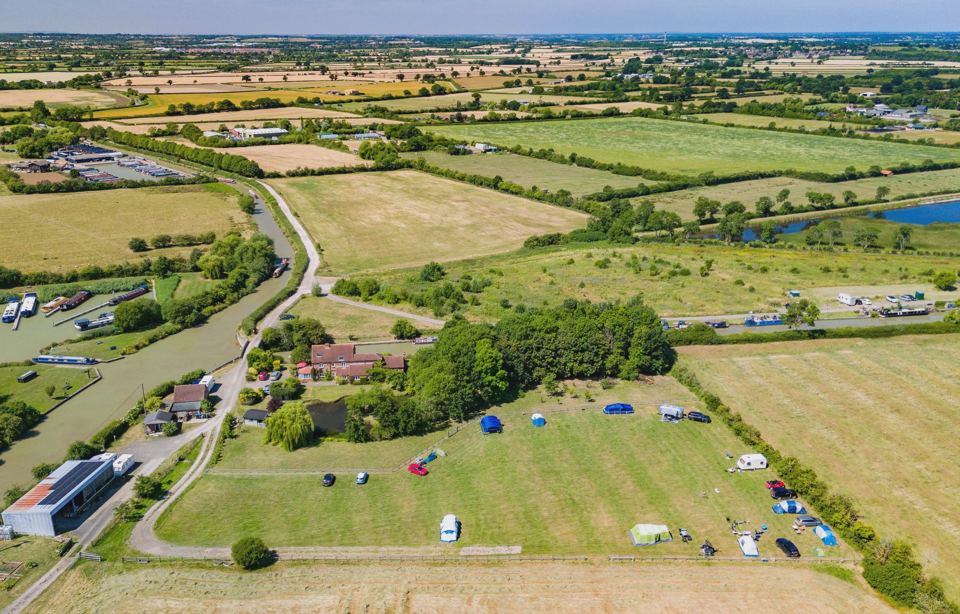 Camp field beside the canal from above