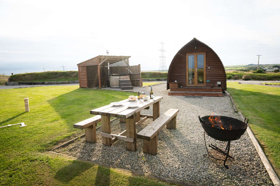 Pod with picnic bench and fire pit