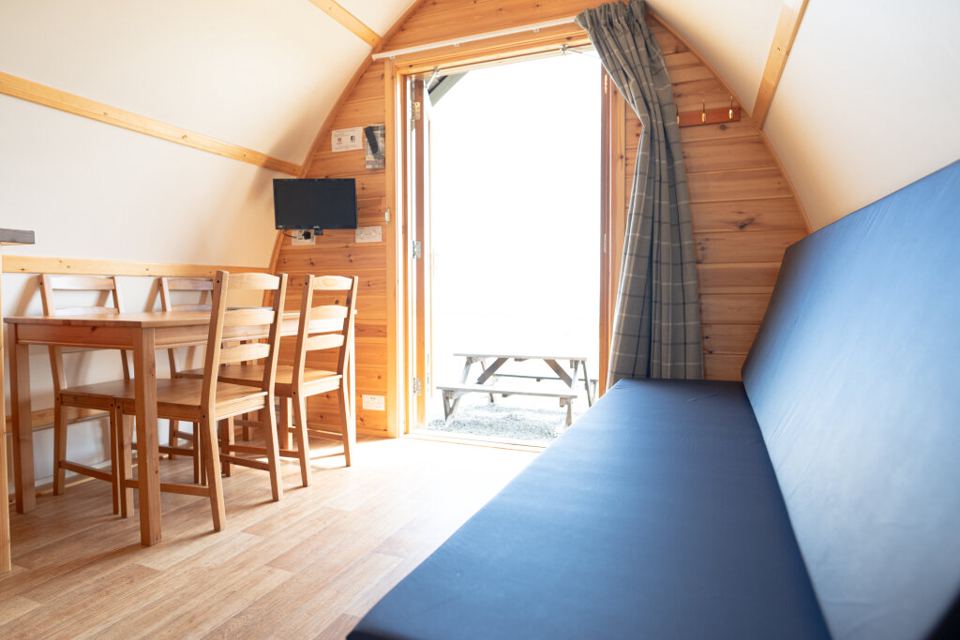 Dining and seating area inside