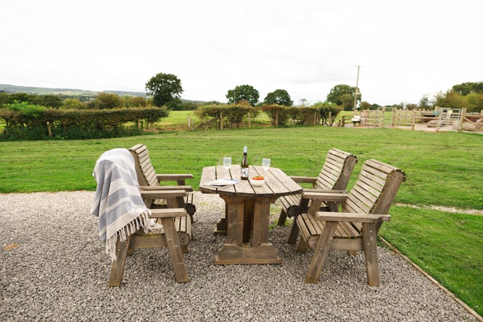 Patio seating over the fields