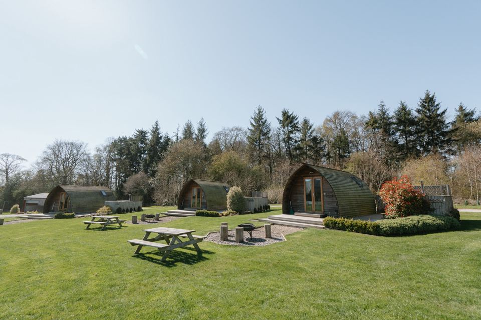 Cabins and picnic benches
