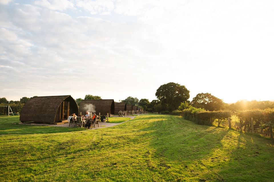 Cabins at sunset