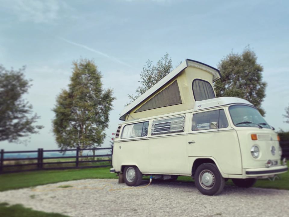 Campervan on gravel pitch