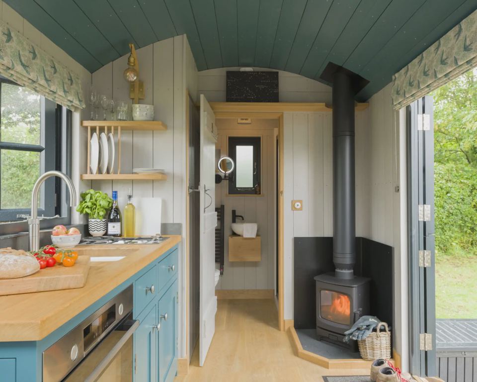 Inside a shepherd hut