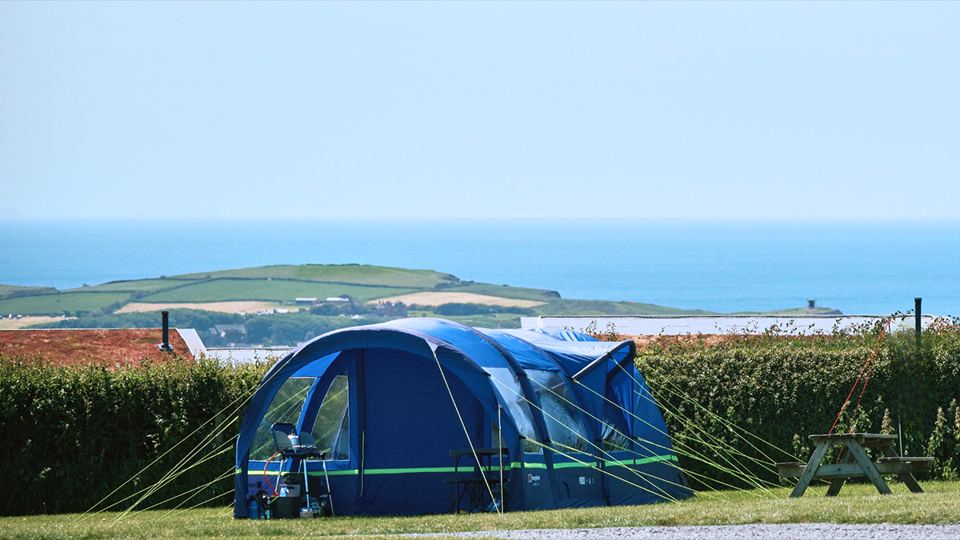 Tent pitched with sea view