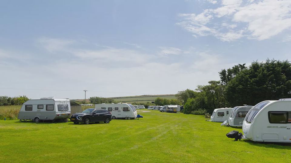 Caravans on the grass pitches