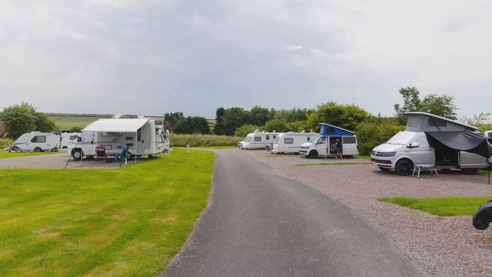 Caravans and motorhomes on the pitches