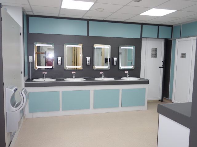 Washbasins in the toilet block