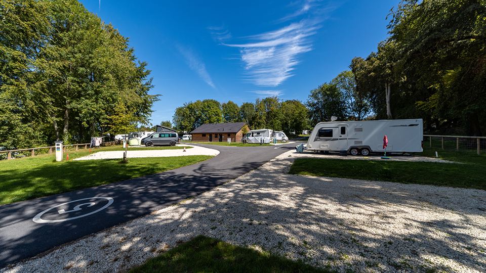 Hardstanding pitch with caravan