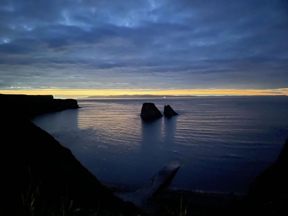 Sea stacks at dusk