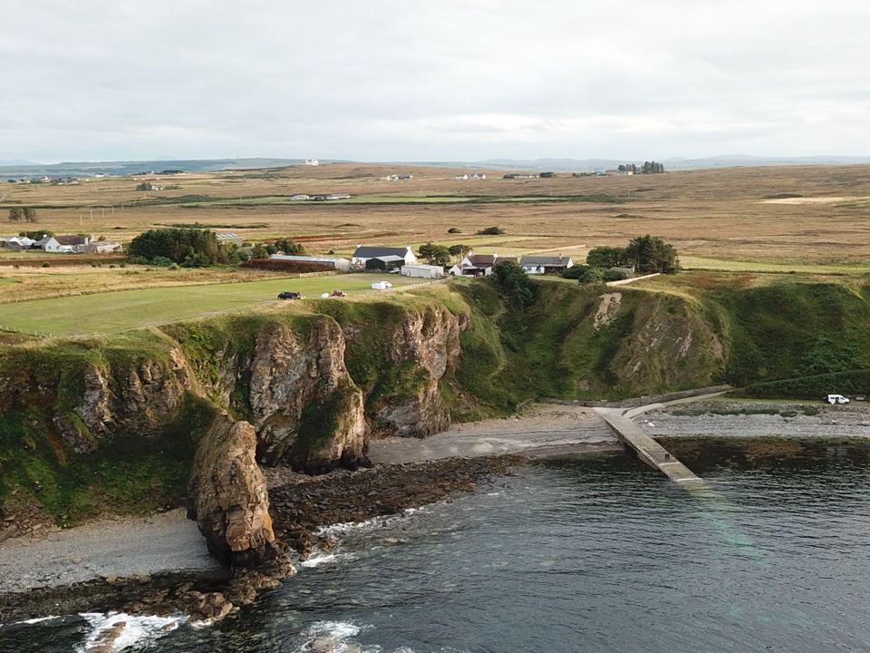 Cliffs and sea stacks from above