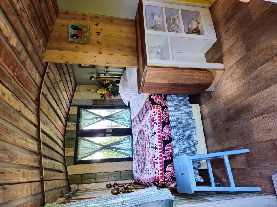 Bed and dresser from above