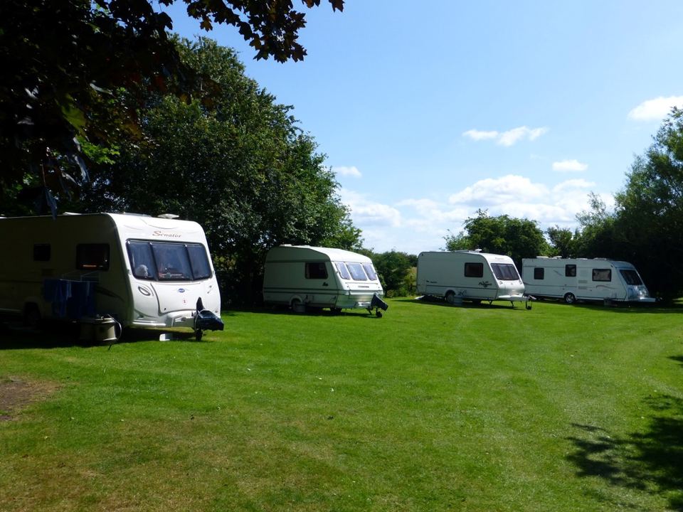 Caravans on short grass
