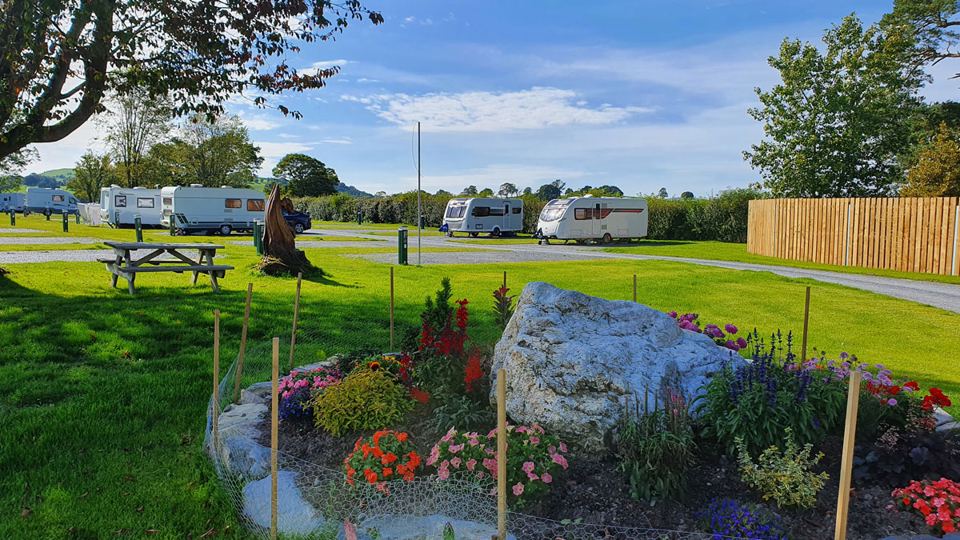 Pitches and flower bed