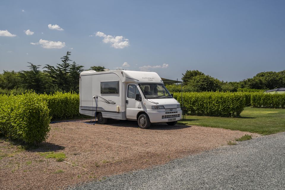 Motorhome on gravel pitch