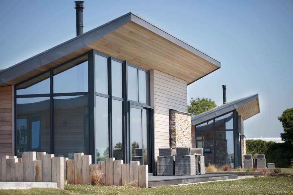 Lodge exterior with glass front
