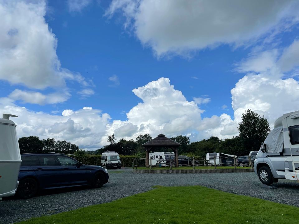 Caravans and motorhomes on the gravel