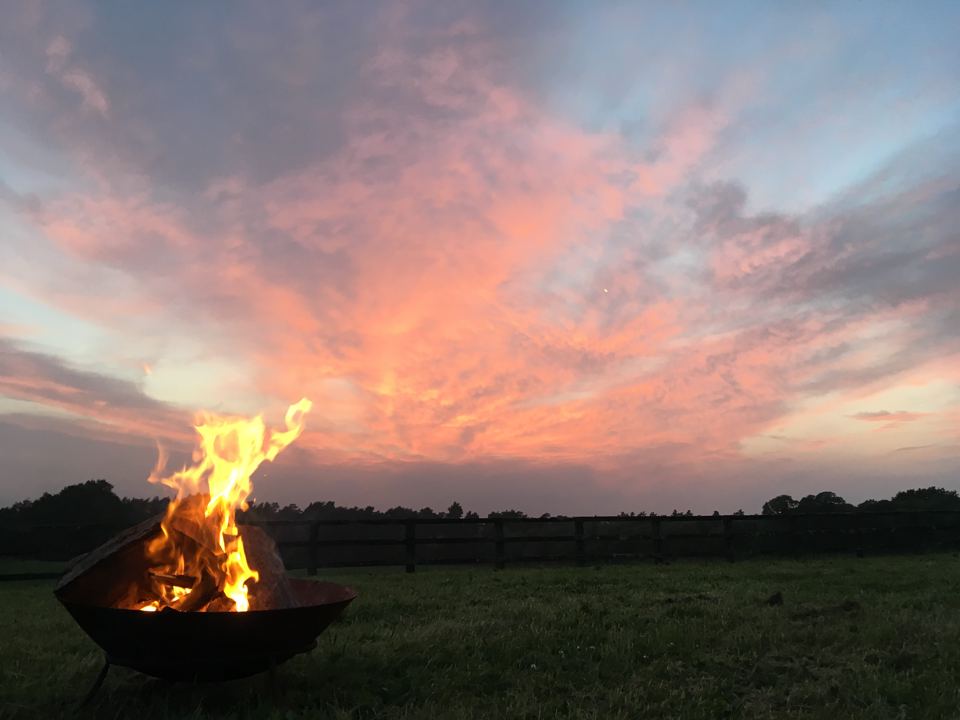 Fire bowl at sunset