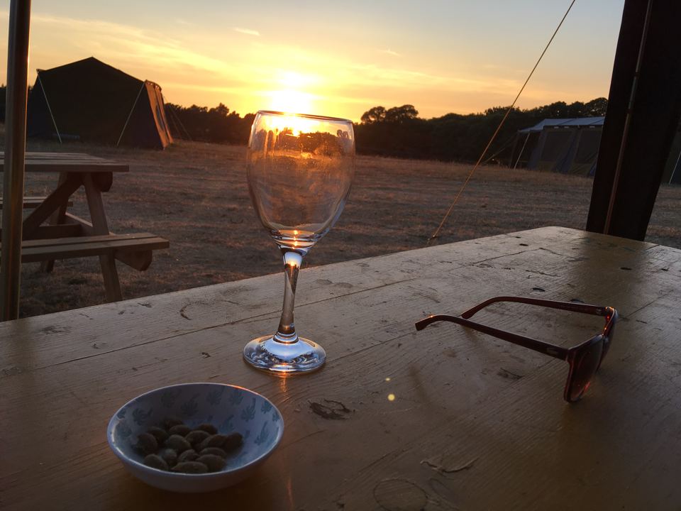 Sunset over the camping field