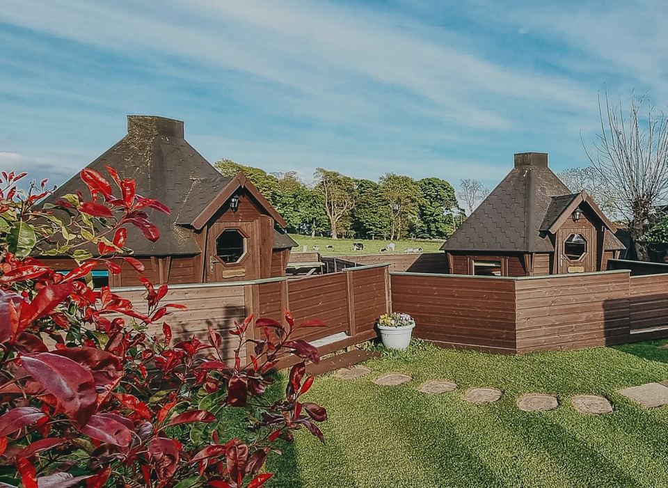 Glamping pods with fenced decking