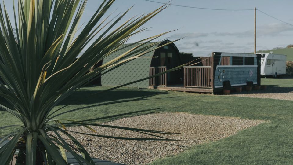 Gravel pitches and pod beyond