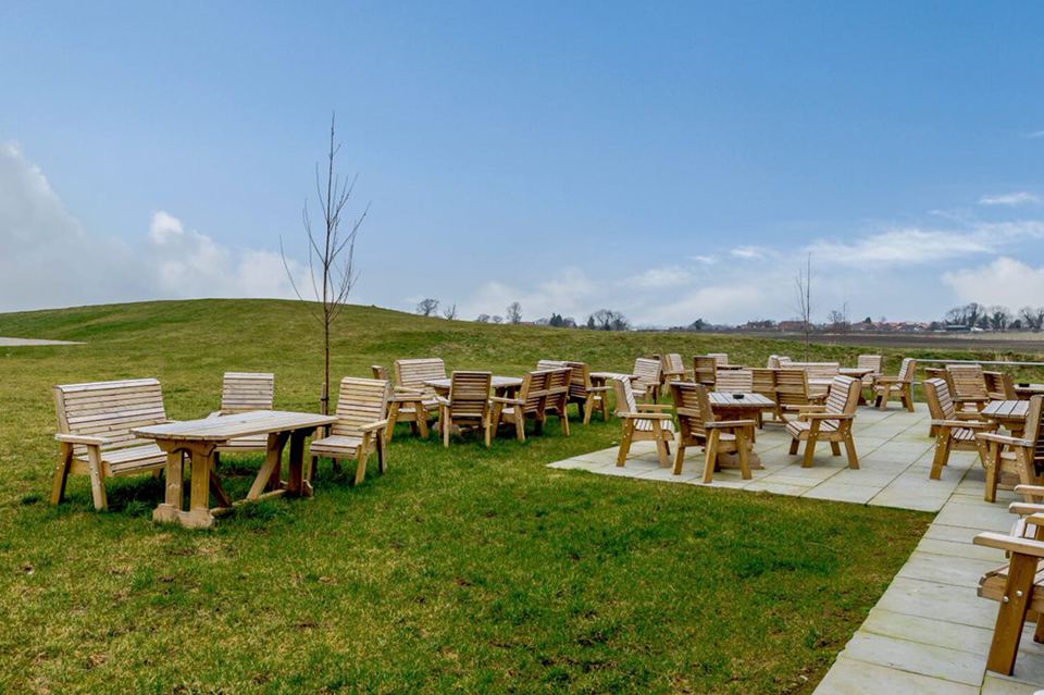 Terrace seating on the grass
