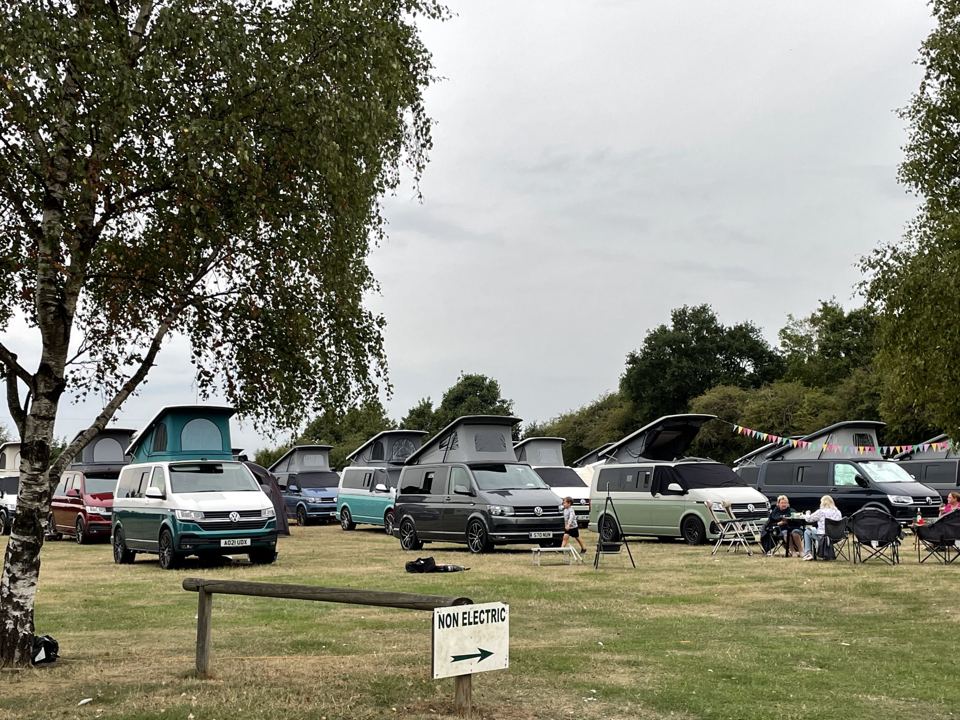 Campervans on the grass field