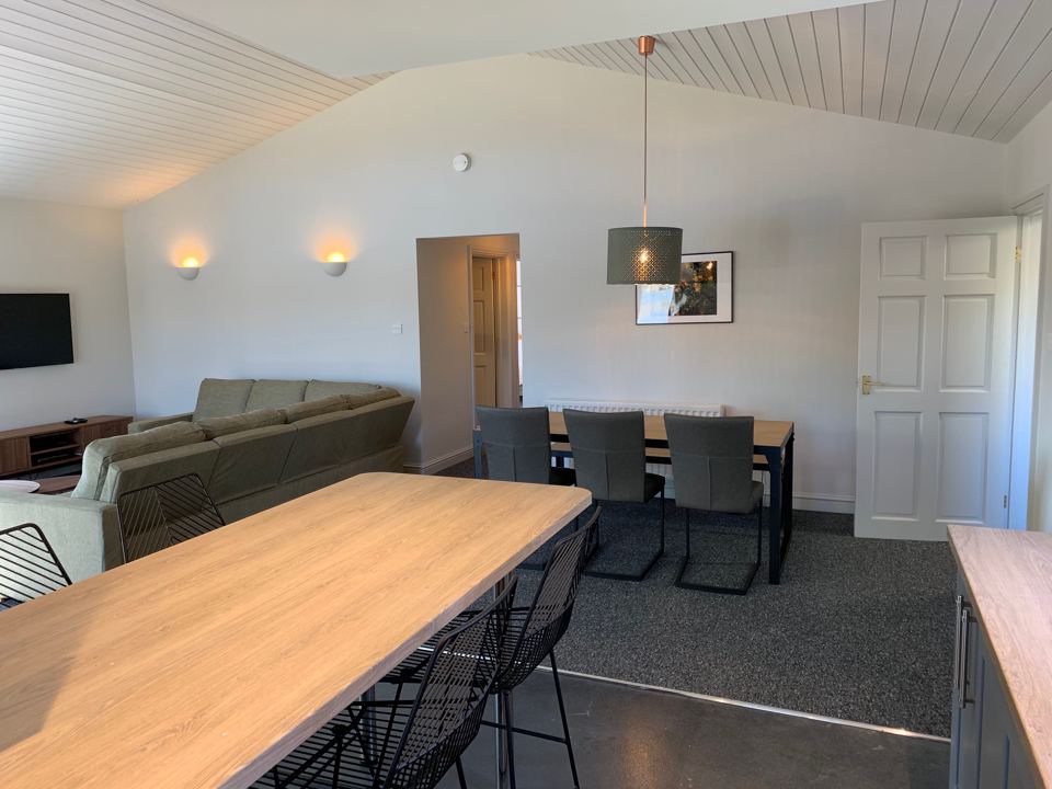 Open-plan lodge living area