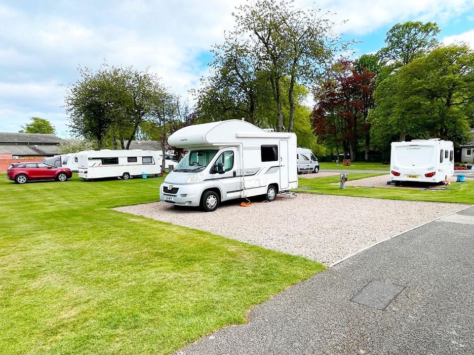 Motorhome on a gravel pitch