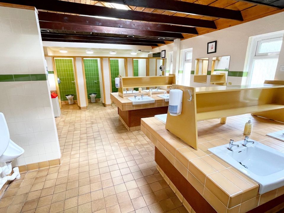 Inside the toilet block