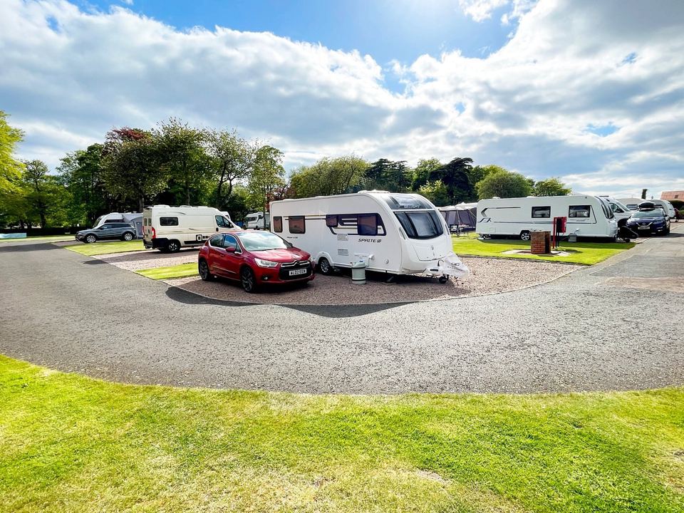 Caravan on a gravel pitch