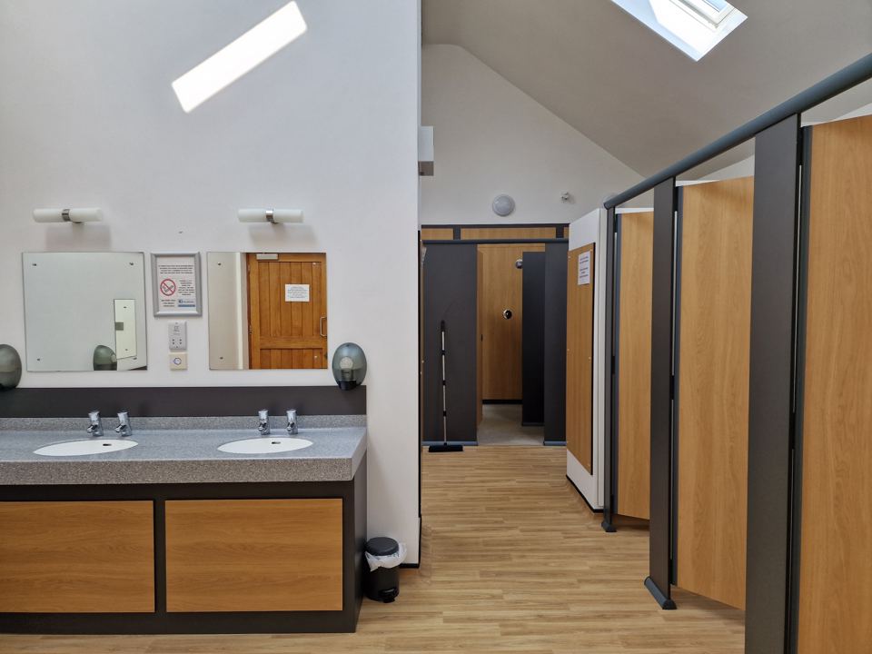 Inside the toilet block
