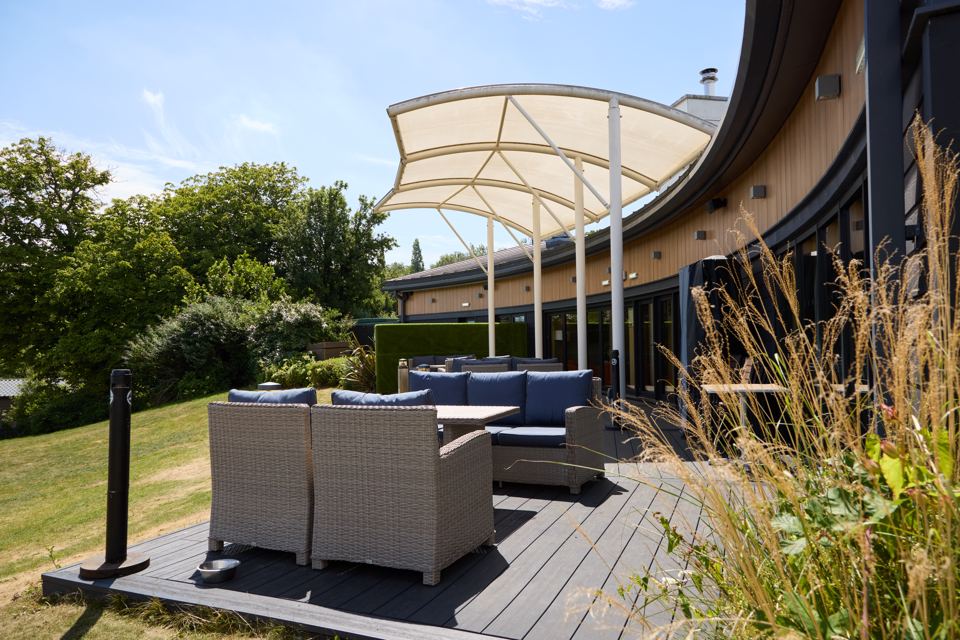 Bar terrace with sail shade
