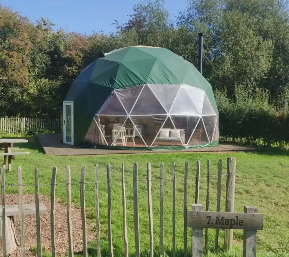 Geodome with its own fenced square