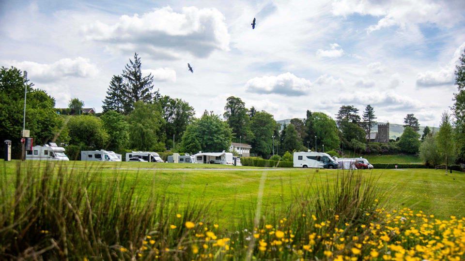 Motorhomes on the grass pitches