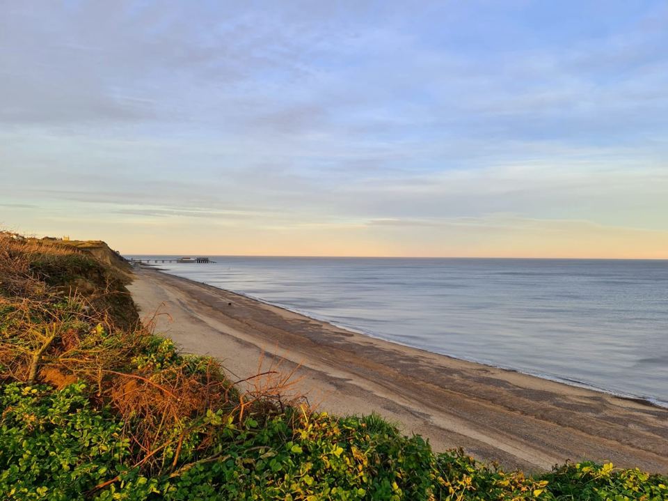 Cliff and beach below