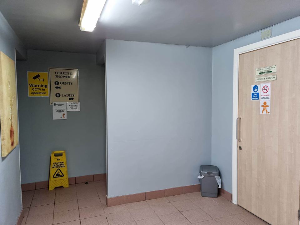 Inside the toilet block