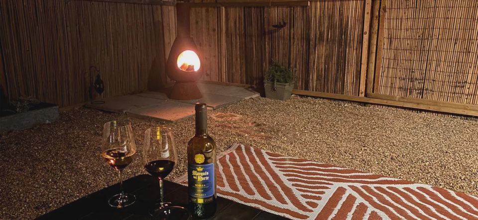 Fire pit and wine on the patio
