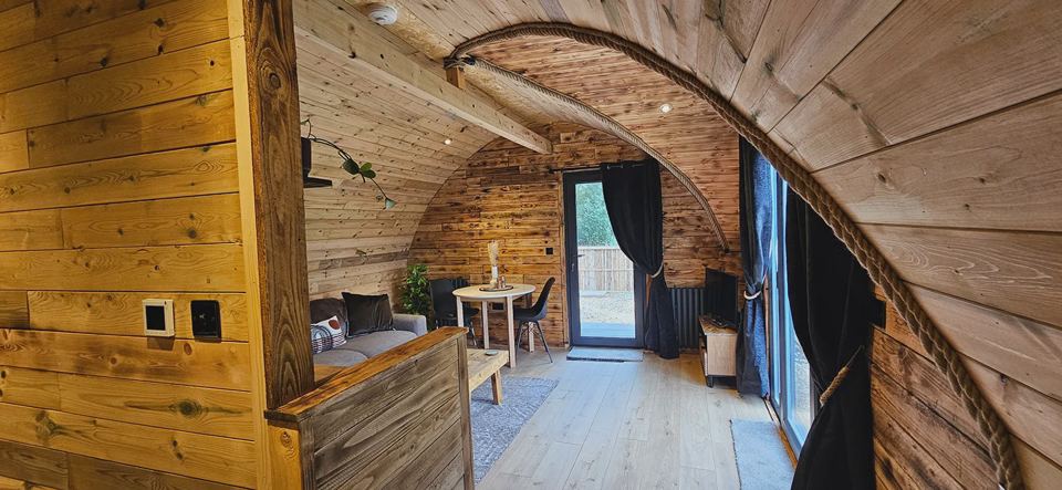 Inside a camping pod