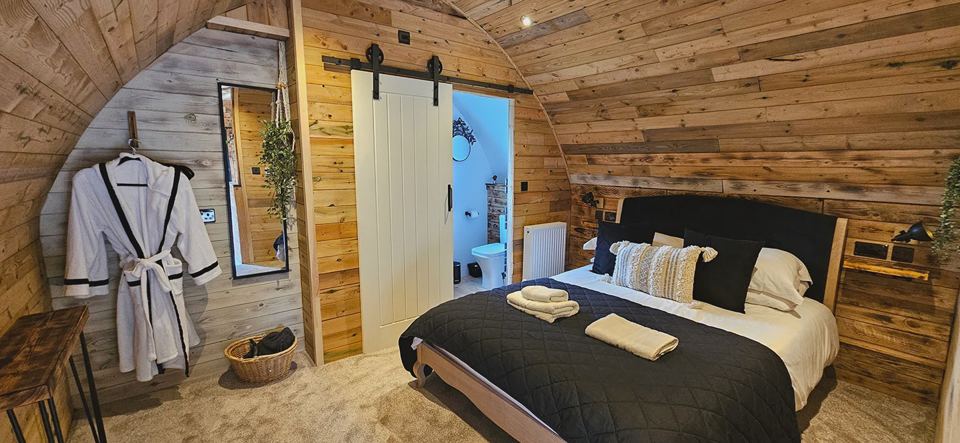 King bed in a luxury pod
