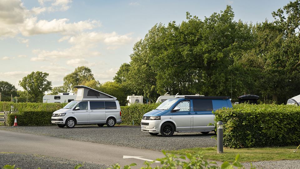 Campervans on hardstanding
