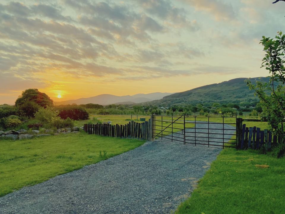 Site entrance at sunset